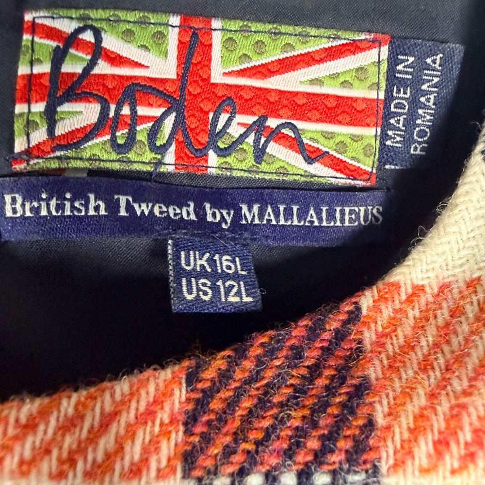 Boden British Tweed Mallalieus 100% Wool Plaid Sheath Dress 12L - Picture 6 of 12